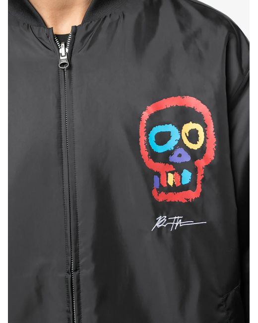 PUMA Black Skull Print Bomber Jacket for men