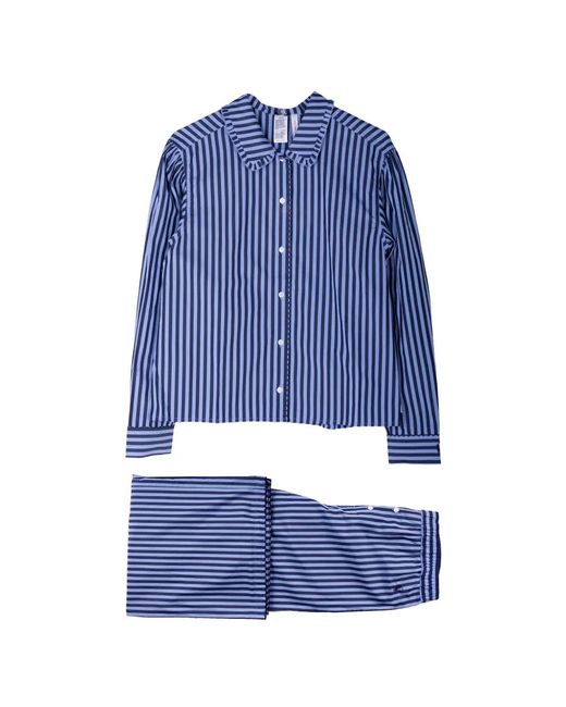 Polo Ralph Lauren Blue Ruffled Striped Pajama Set