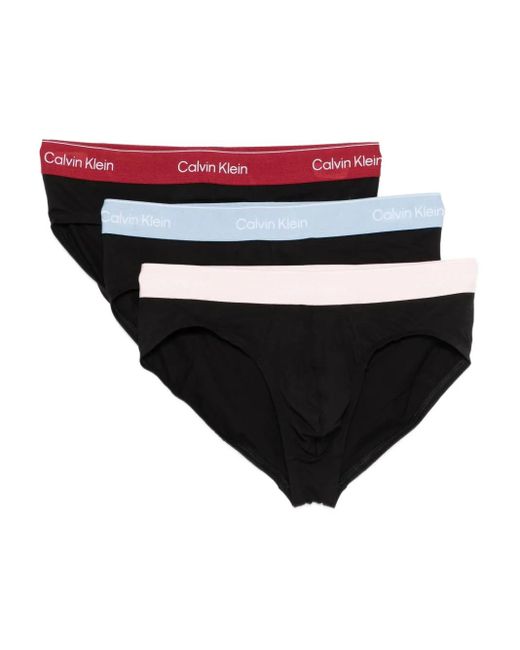 Calvin Klein Black Logo-Waistband Briefs (Pack Of Three) for men