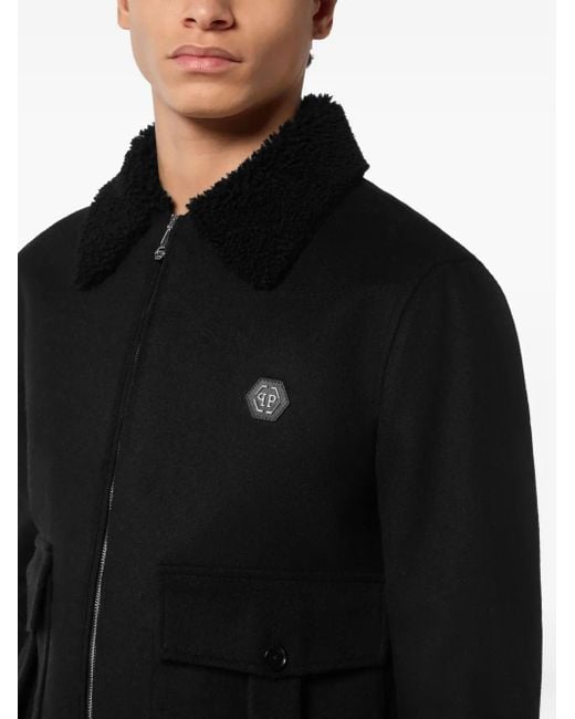 Giacca Con Applicazione Logo di Philipp Plein in Black da Uomo