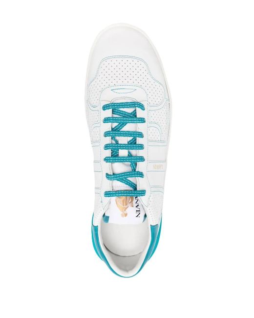Lanvin White Perforated-panel Leather Sneakers for men