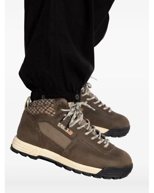 Autry Brown Houndstooth Panelled Sneakers