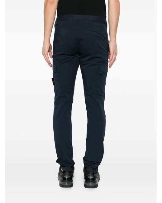 Stone Island Blue Logo-Patch Cargo Pants for men