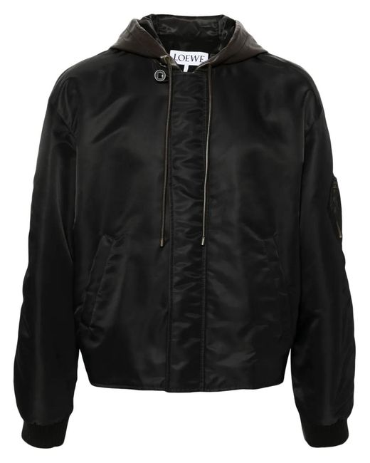 Loewe Black Hooded Bomber Jacket for men