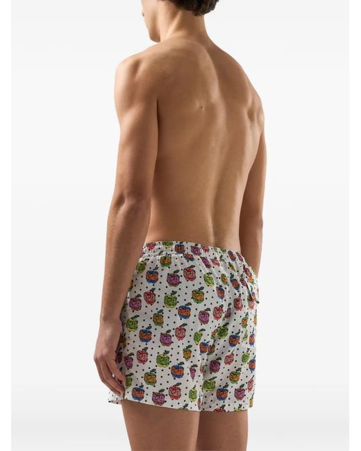 Gcds White Apple-Print Swim Shorts for men