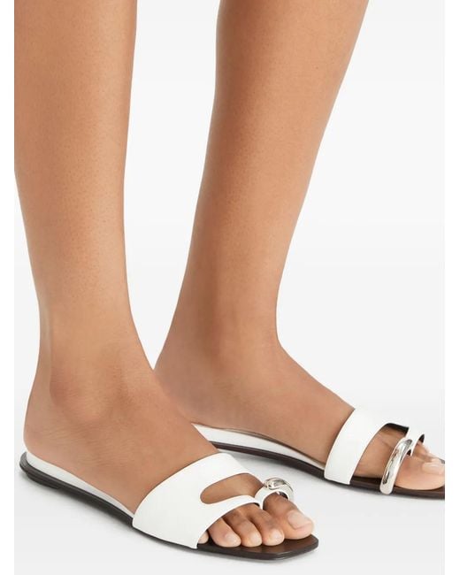 Tory Burch White Pierced Slides