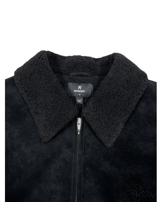 Represent Blue Shearling-Collar Zip-Front Jacket for men