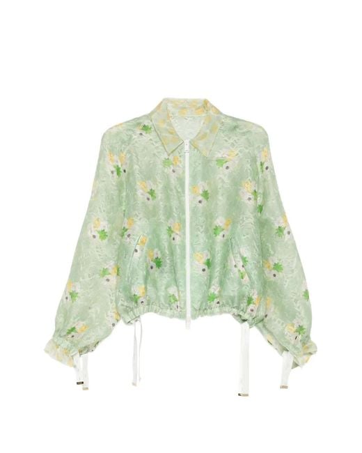 Fendi Green Organza Bomber Jacket