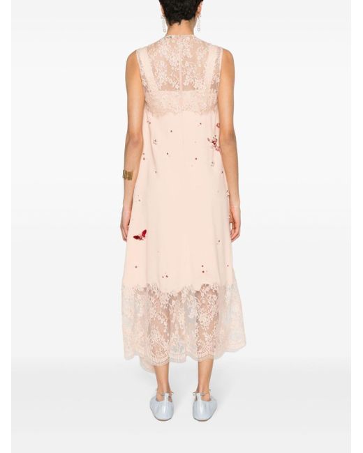 Erdem Pink Lace-panelled Slip Dress