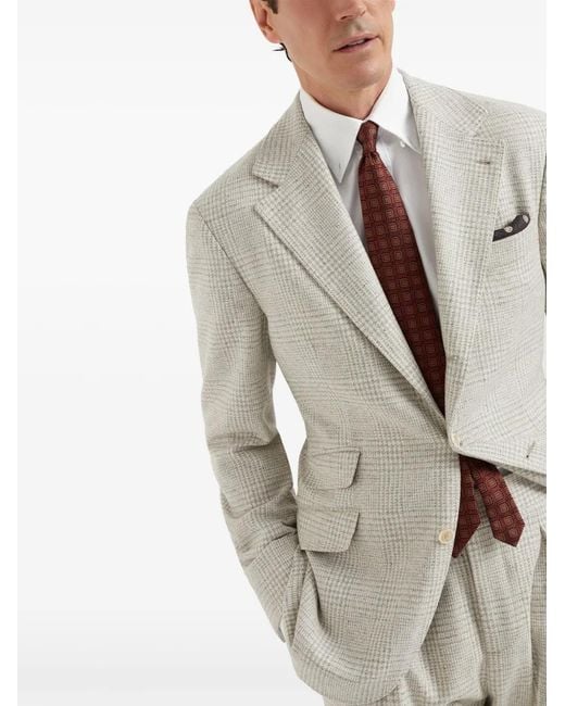 Brunello Cucinelli White Check Blazer for men
