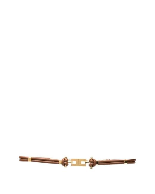 Elisabetta Franchi White Logo-Plaque Knotted Belt