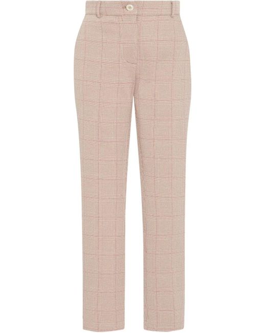 Rosetta Getty Natural Plaid-Pattern Skinny Trousers