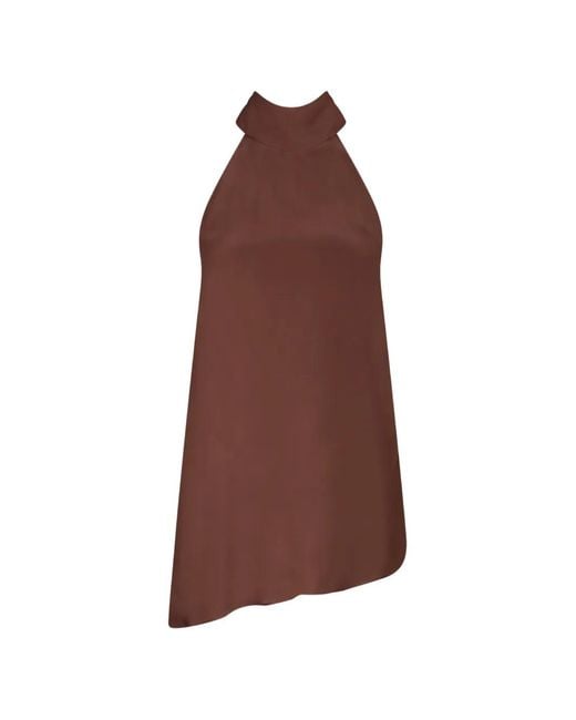 FEDERICA TOSI Brown Asymmetric Crepe Top