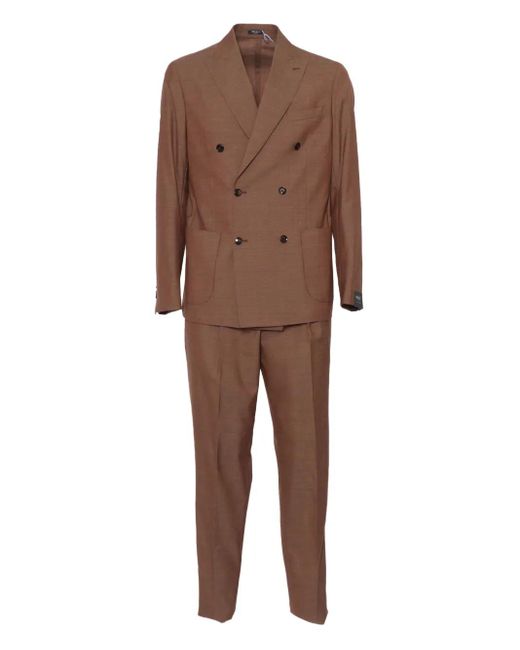 Brera Orologi Brown Double-Breasted Patch-Pocket Suit for men