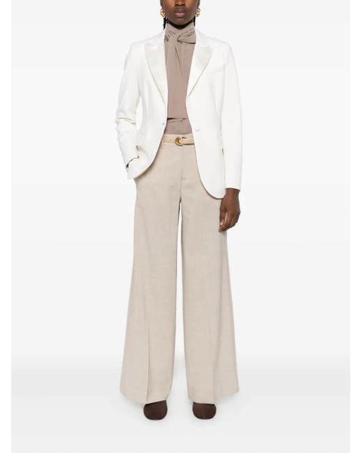 P.A.R.O.S.H. White Single-Breasted Wool-Blend Blazer