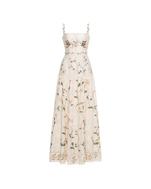 Agua Bendita White Lima Navegante Embroidered Tiered Maxi Dress