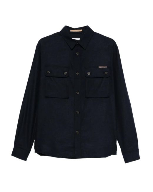 Paolo Pecora Blue Double-Pocket Button-Down Shirt for men