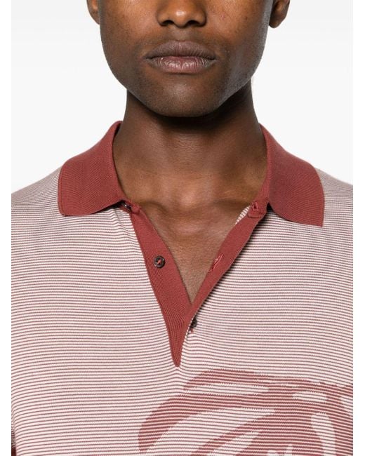 Corneliani Pink Striped Cotton Polo Shirt for men