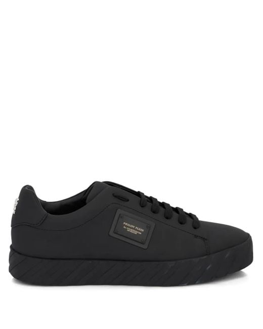 Zapatillas bajas con placa del logo Philipp Plein de color Black
