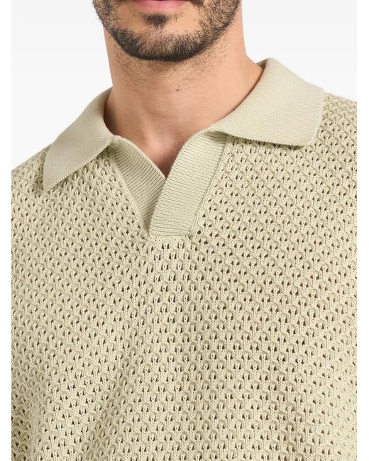 Manière De Voir Natural Open Knit Polo Shirt for men