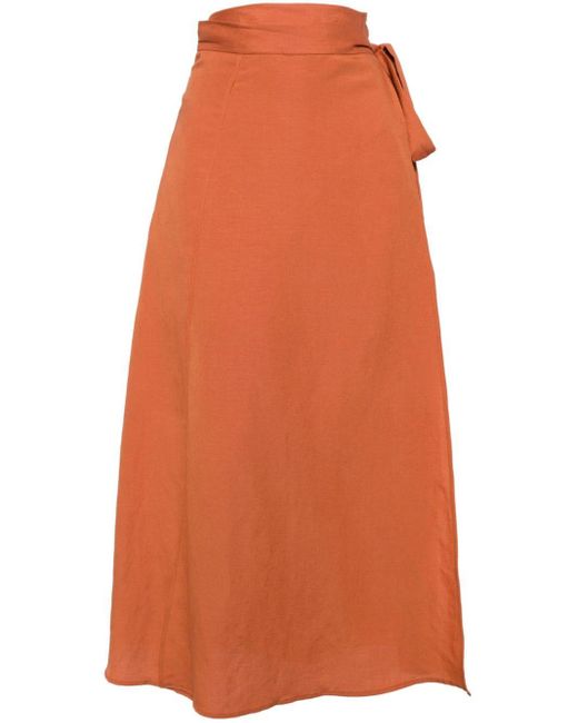 Voz Orange High-waisted Wrap Maxi Skirt