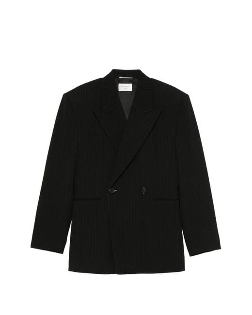 Saint Laurent Black Pinstripe Double-Breasted Blazer for men