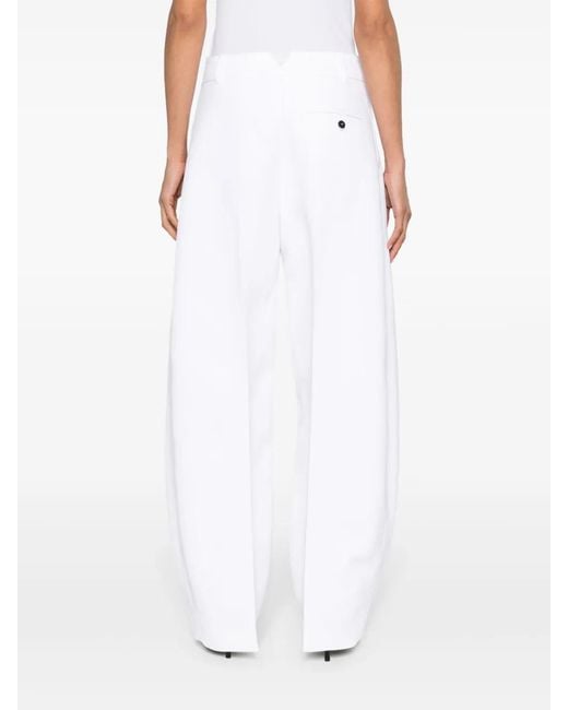 Jacquemus White Le Pantalon Ovalo Tapered-Leg Trousers