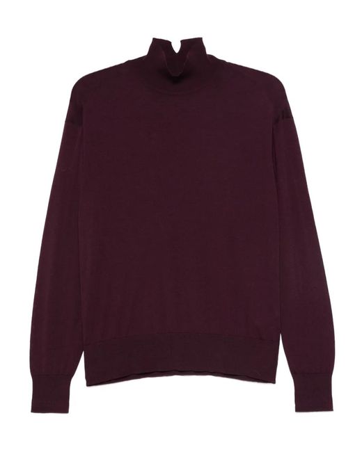 Another Tomorrow Purple Turtleneck Wool Sweater