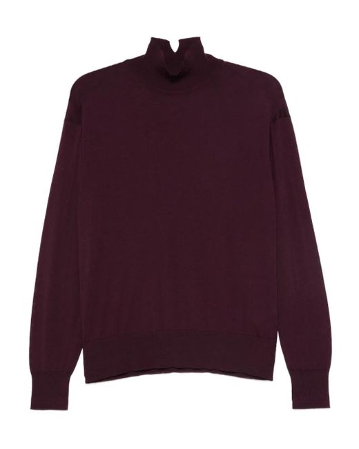 Another Tomorrow Purple Turtleneck Wool Sweater