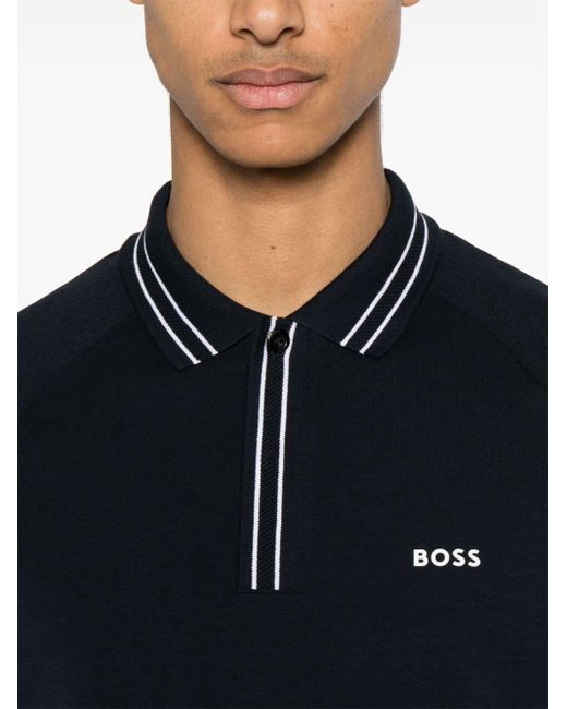 Polo à logo en caoutchouc Boss pour homme en coloris Blue