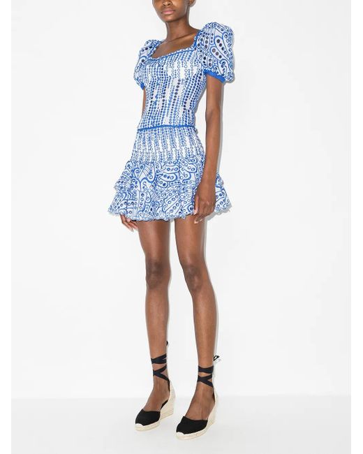 Minifalda Noa con volantes bordados Charo Ruiz de color Blue