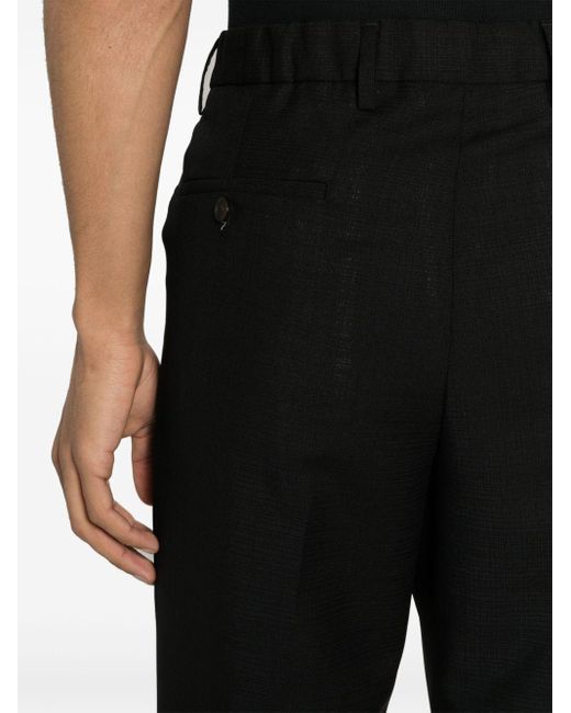 Briglia 1949 Black Monogram-jacquard Pressed-crease Trousers for men