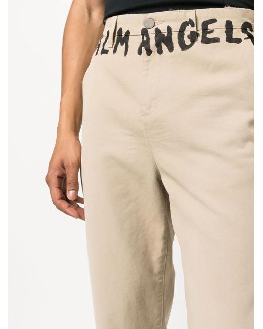 Palm Angels Natural Logo-print Chino Trousers for men