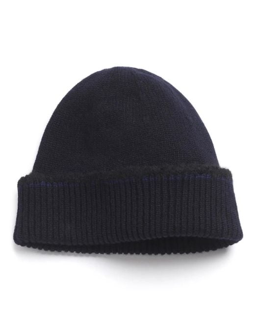 Barrie Blue Shearling-Trim Cashmere Beanie