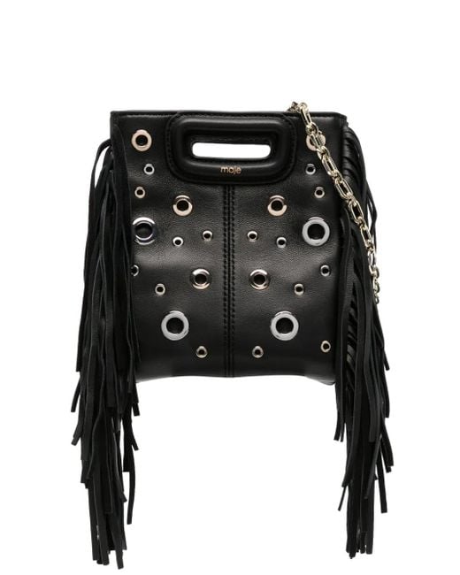 Maje Black Mini M Tote Bag Aus Leder