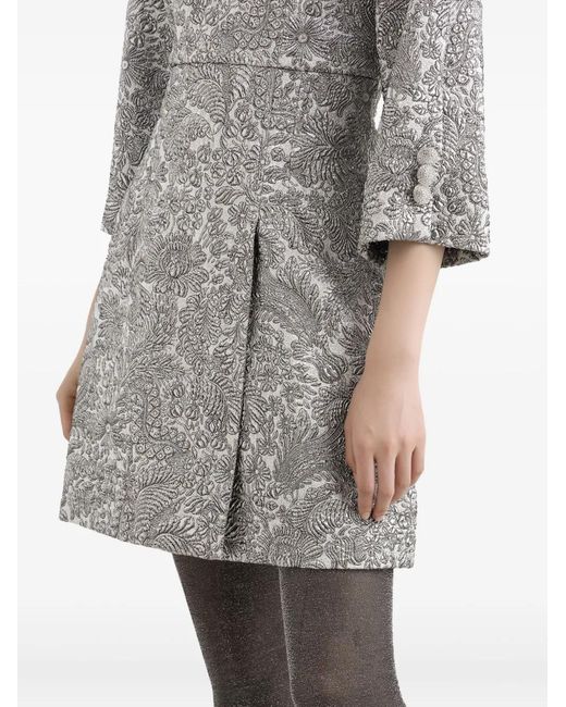 Dolce & Gabbana Gray Floral-Jacquard Lamé Mini Dress