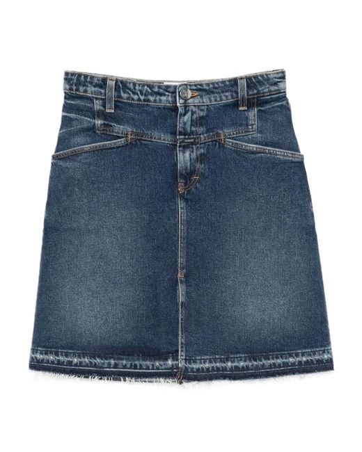 Closed Gerafelde Denim Mini-Rok in het Blue