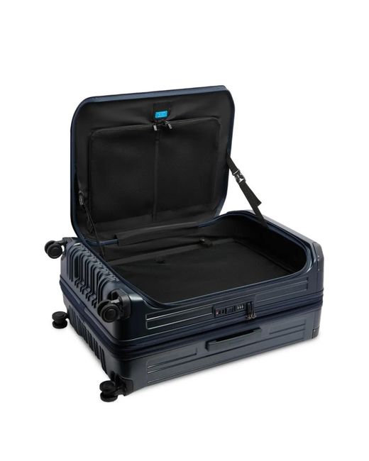 Piquadro Blue Large Expandable Four-Wheel Suitcase