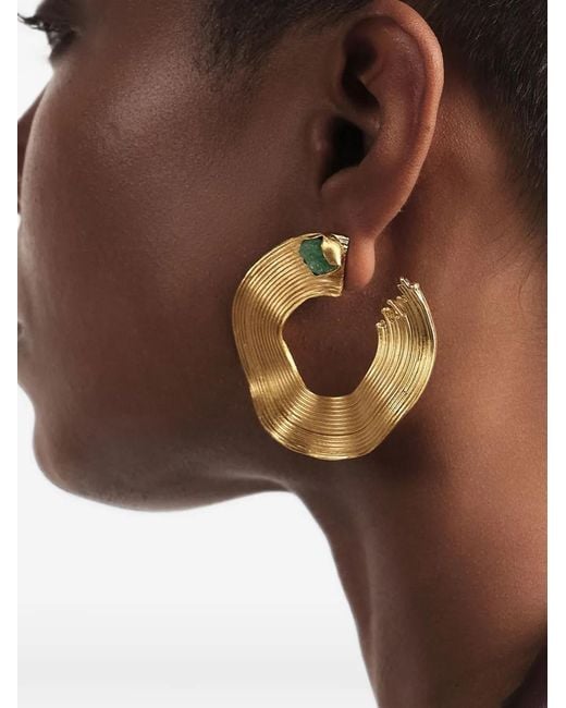 FENOMENA Brown Aretes Opened Emerald Maxi Waves Earrings