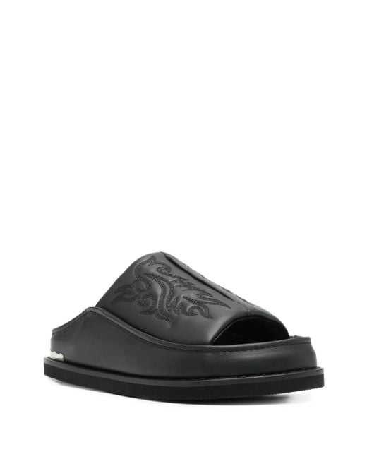 Toga Black Embroidered Sandals