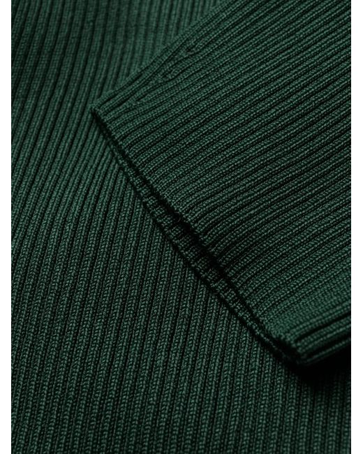Stella McCartney Green Asymmetric Ribbed-Knit Dress