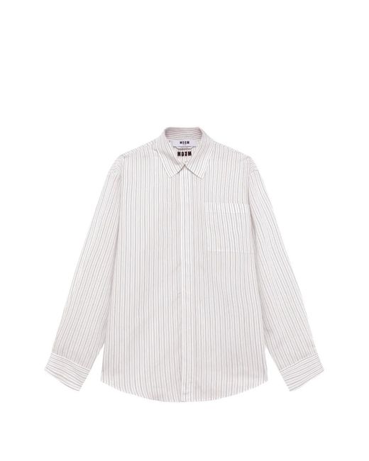 Camicia A Righe di MSGM in White da Uomo
