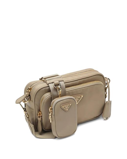 Prada Natural Triangle-Logo Cross-Body Bag