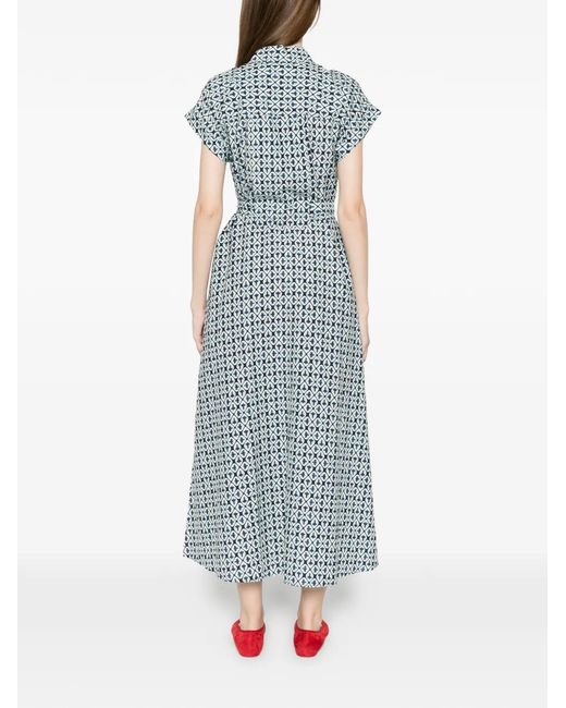 Woolrich Blue Cotton Blend Chemisier Dress