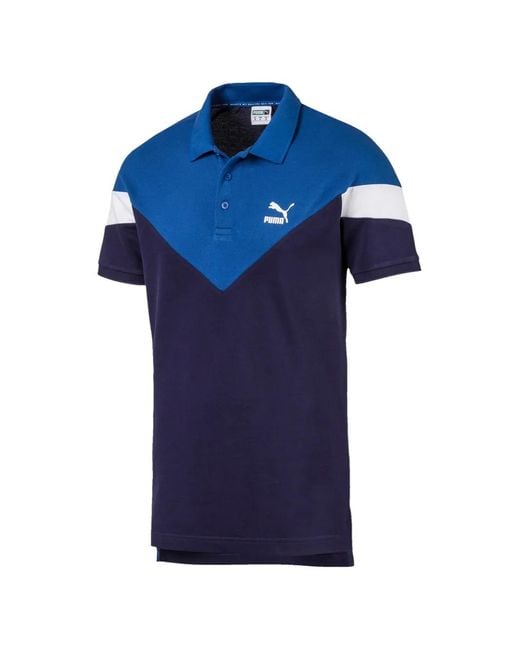 PUMA Blue Logo-Detail Polo Shirt for men