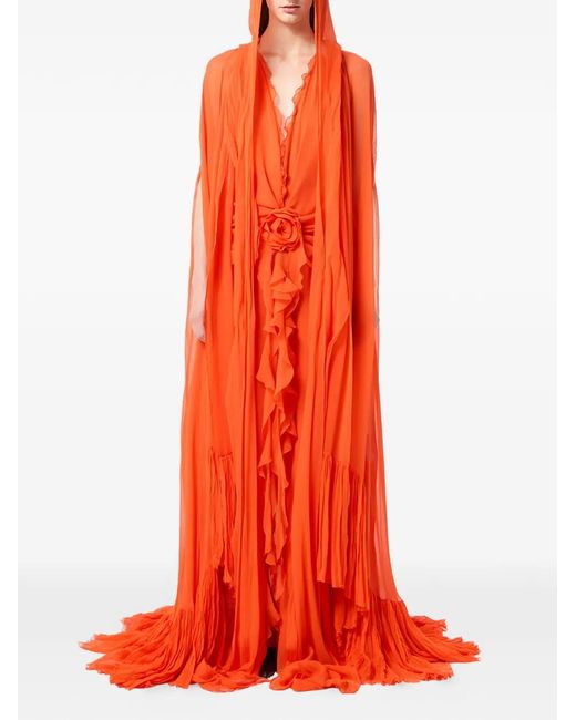 Blumarine Orange Viscose Georgette Dress