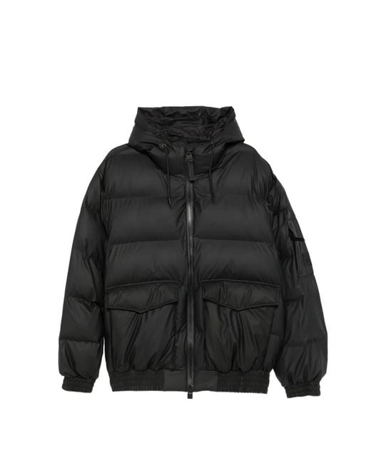 Rains Black Hooded Padded Jacket for men