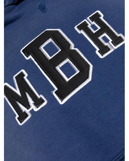 M I S B H V Blue Logo-Embroidered Hoodie for men