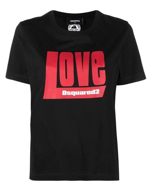 DSquared² Black Love Logo Graphic T-Shirt