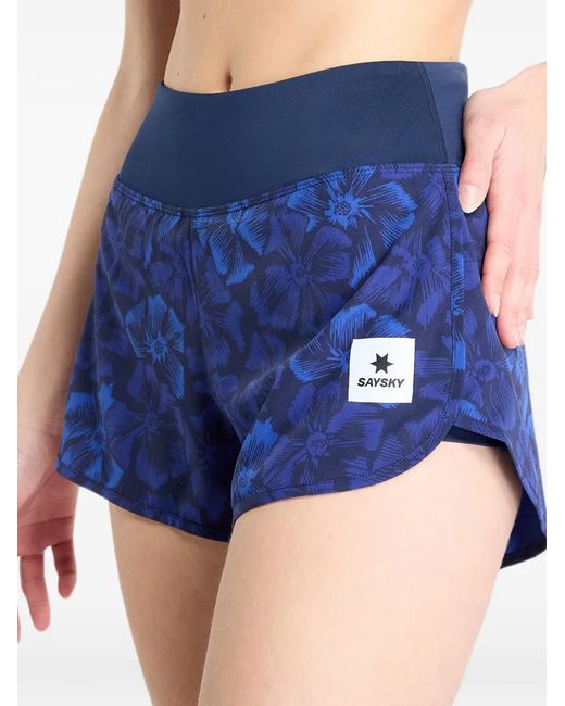 Saysky Blue Flower Pace Graphic-Print Shorts